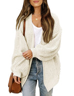 Women's lantern sleeve chunky knit cardigan 2026 autumn and winter new pocket knit sweater women's coat