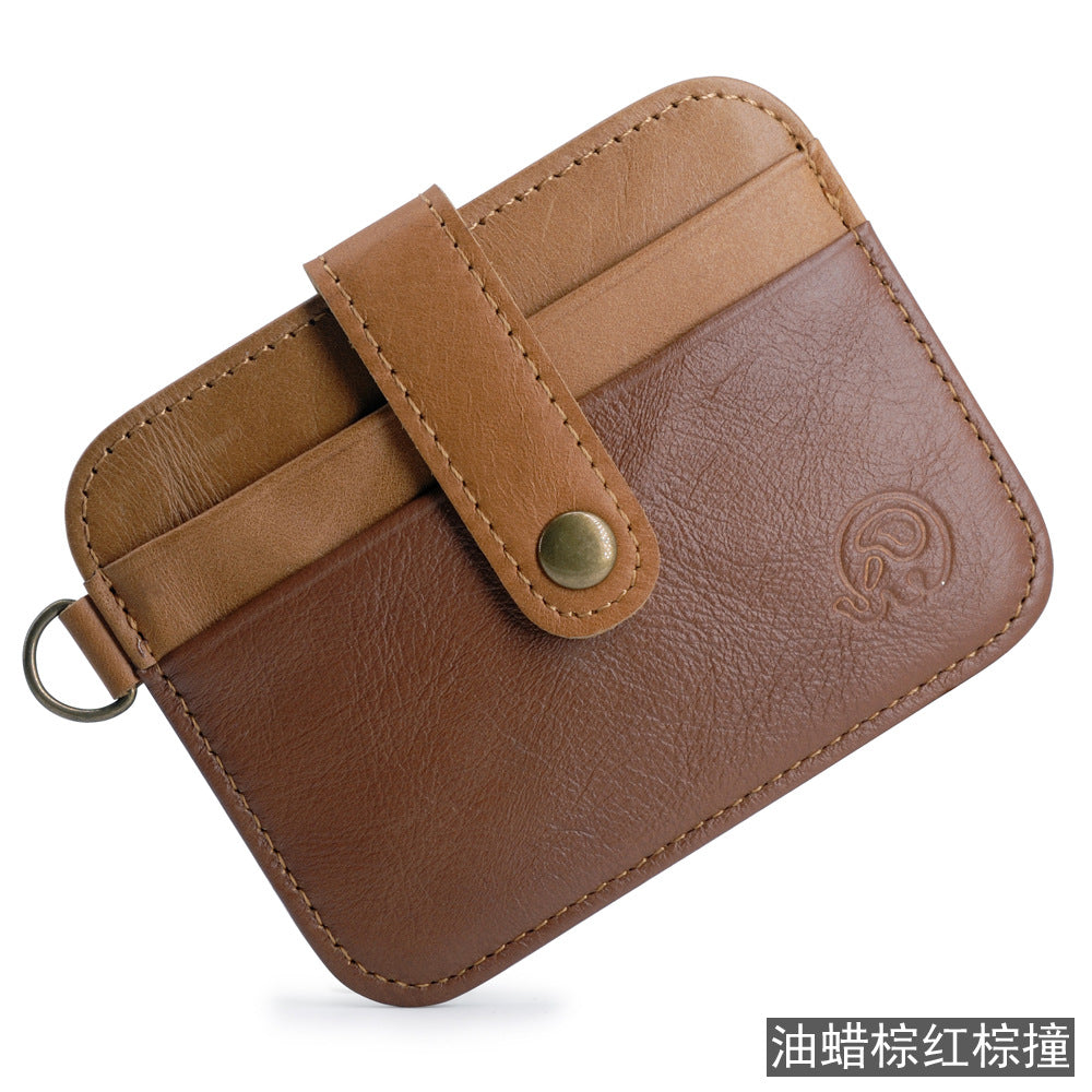 Small round elephant leather driver's license card holder, thin men's wallet/coin purse/short card holder, export style.