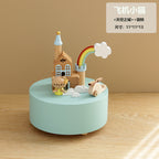 Wooden music box, creative home gift, children's birthday gift, carousel, handmade solid wood gift