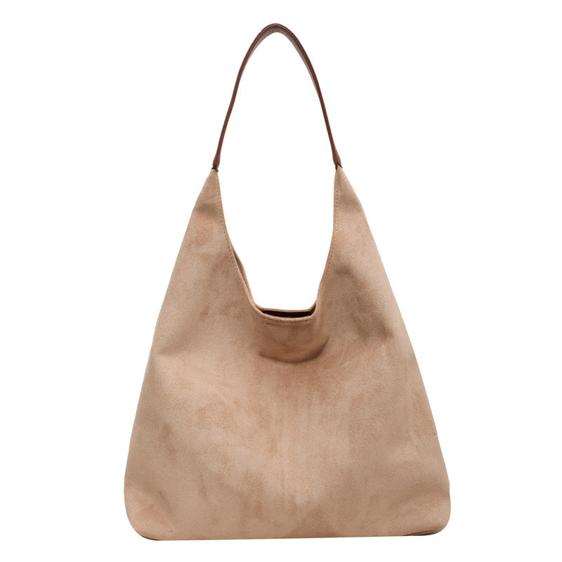 Casual commuter large capacity women's bag 2026 new autumn and winter suede tote bag niche versatile shoulder bag