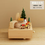 Wooden music box, creative home gift, children's birthday gift, carousel, handmade solid wood gift