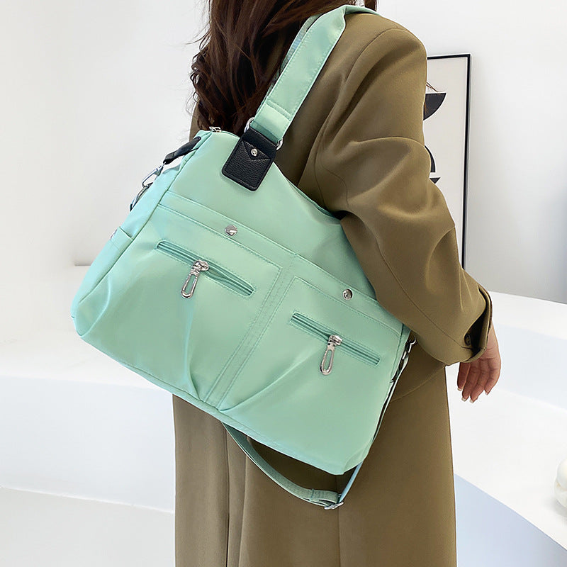 Lightweight casual tote bag, large-capacity commuter shoulder canvas bag, fashionable Oxford cloth large bag, nylon handbag