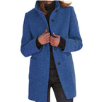 2026 Autumn/Winter Women's Clothing New Arrival Solid Color Button Stand Collar Woolen Coat