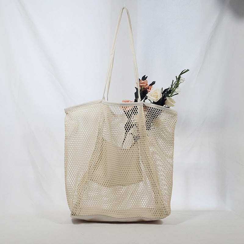 Large capacity women's beach bag, hollow mesh beach bag, outdoor travel storage bag, tote bag