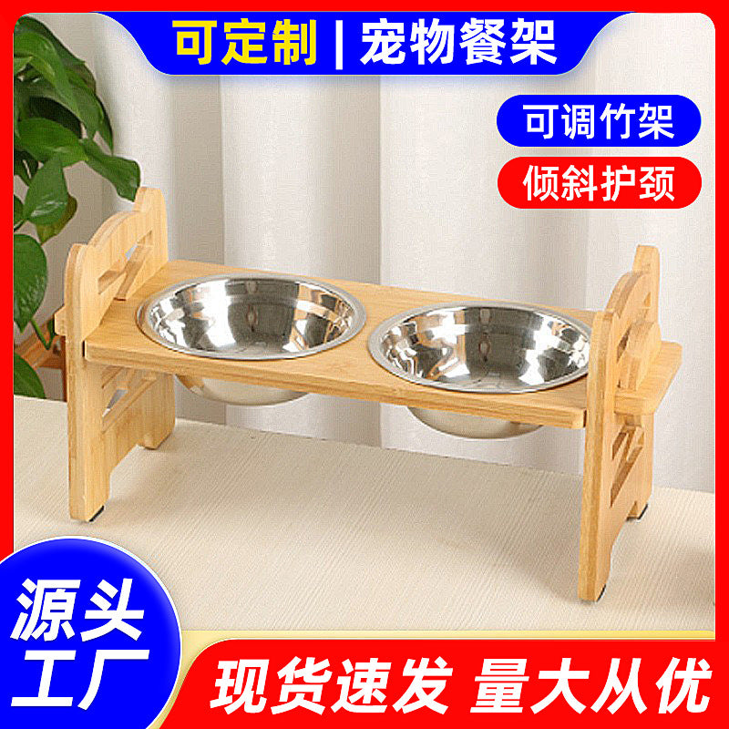 Stainless steel dining rack for pets