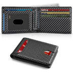 Men's Wallet, 11 Card Slots, Carbon Fiber Texture, Large Capacity, Bi-fold, Credit Card Holder
