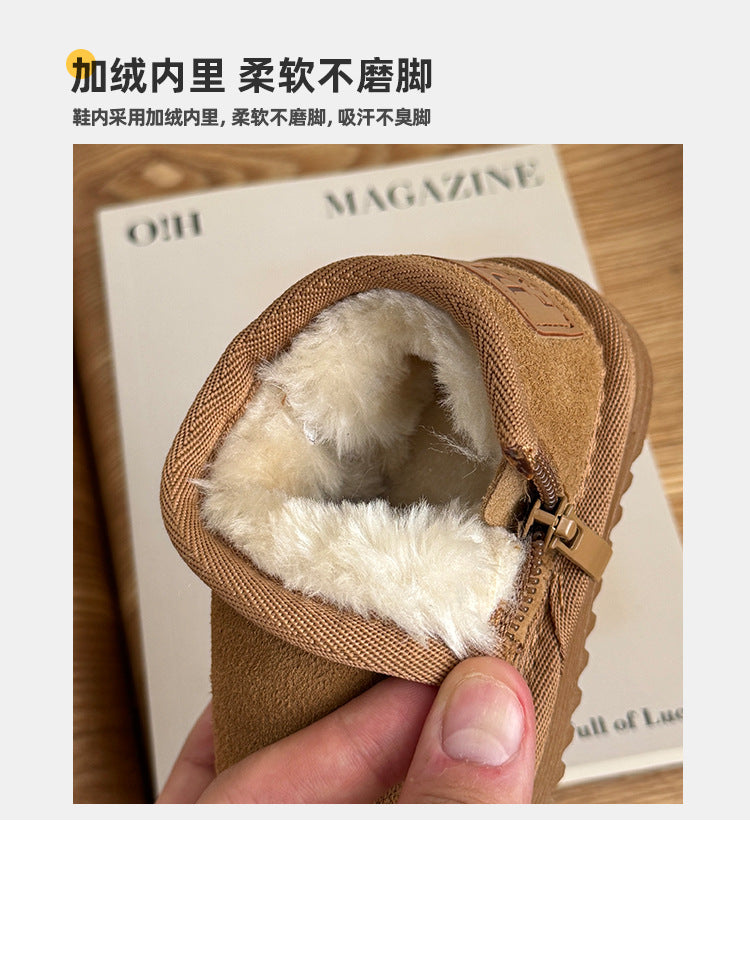 Baby snow boots, winter fleece-lined warm toddler shoes, children's winter shoes, girls' soft-soled walking shoes, boys' cotton shoes