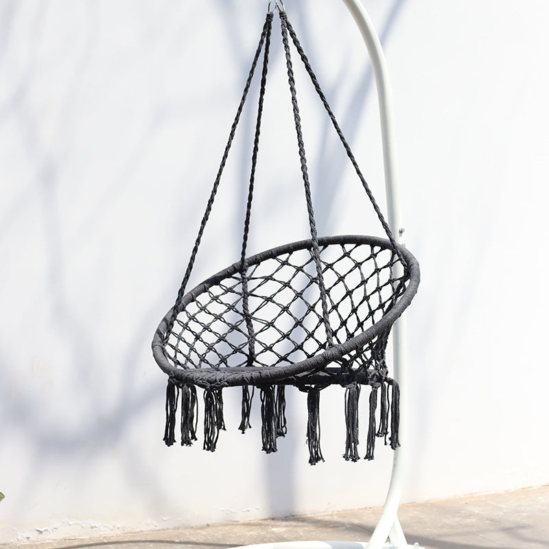 Nordic style tassel hanging chair hand-woven hanging basket cotton rope swing