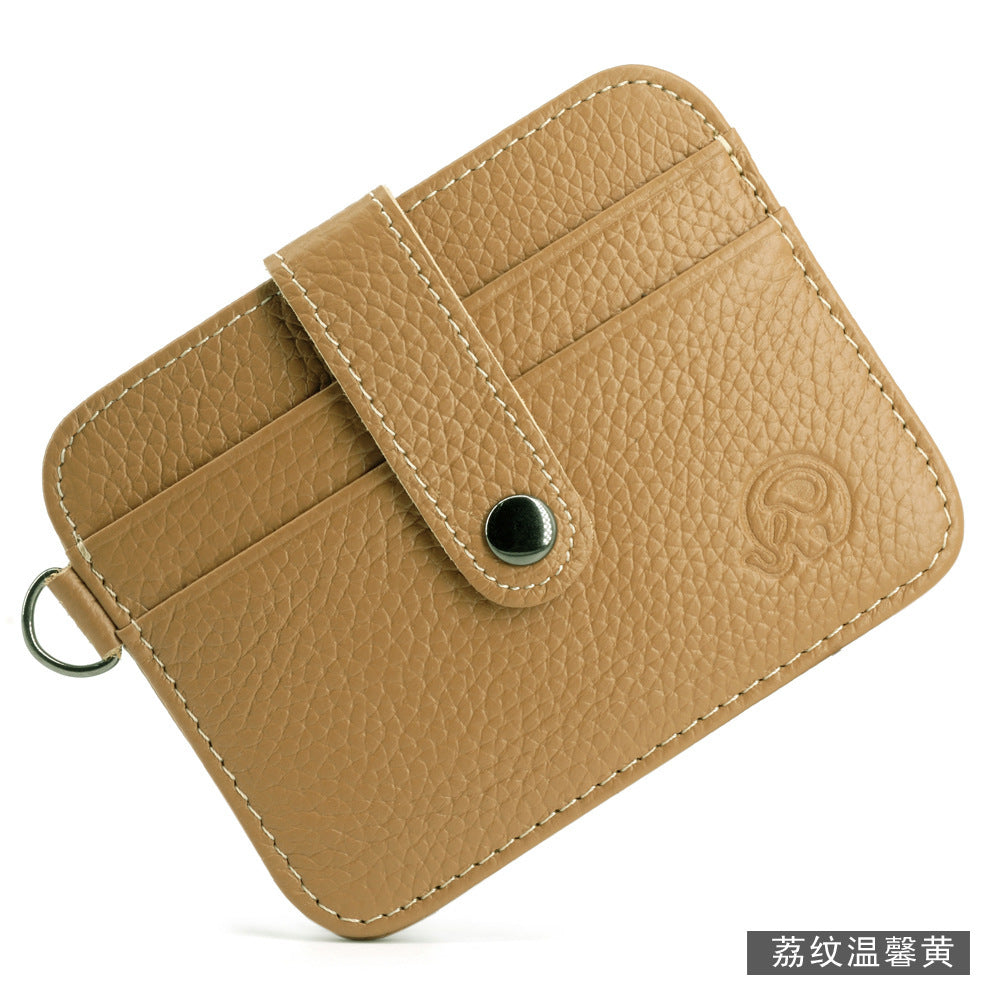 Small round elephant leather driver's license card holder, thin men's wallet/coin purse/short card holder, export style.