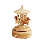 Wooden music box, creative home gift, children's birthday gift, carousel, handmade solid wood gift