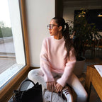 2026 Round Neck Knit Sweater: Loose-fitting, Lantern Sleeve, Long-sleeved, Relaxed Autumn/Winter Casual Pullover Knitwear