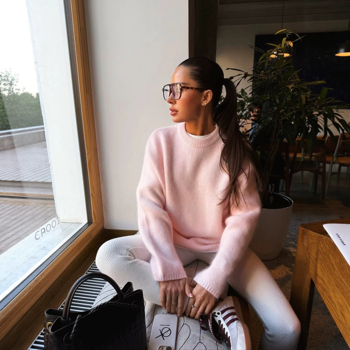 2026 Round Neck Knit Sweater: Loose-fitting, Lantern Sleeve, Long-sleeved, Relaxed Autumn/Winter Casual Pullover Knitwear