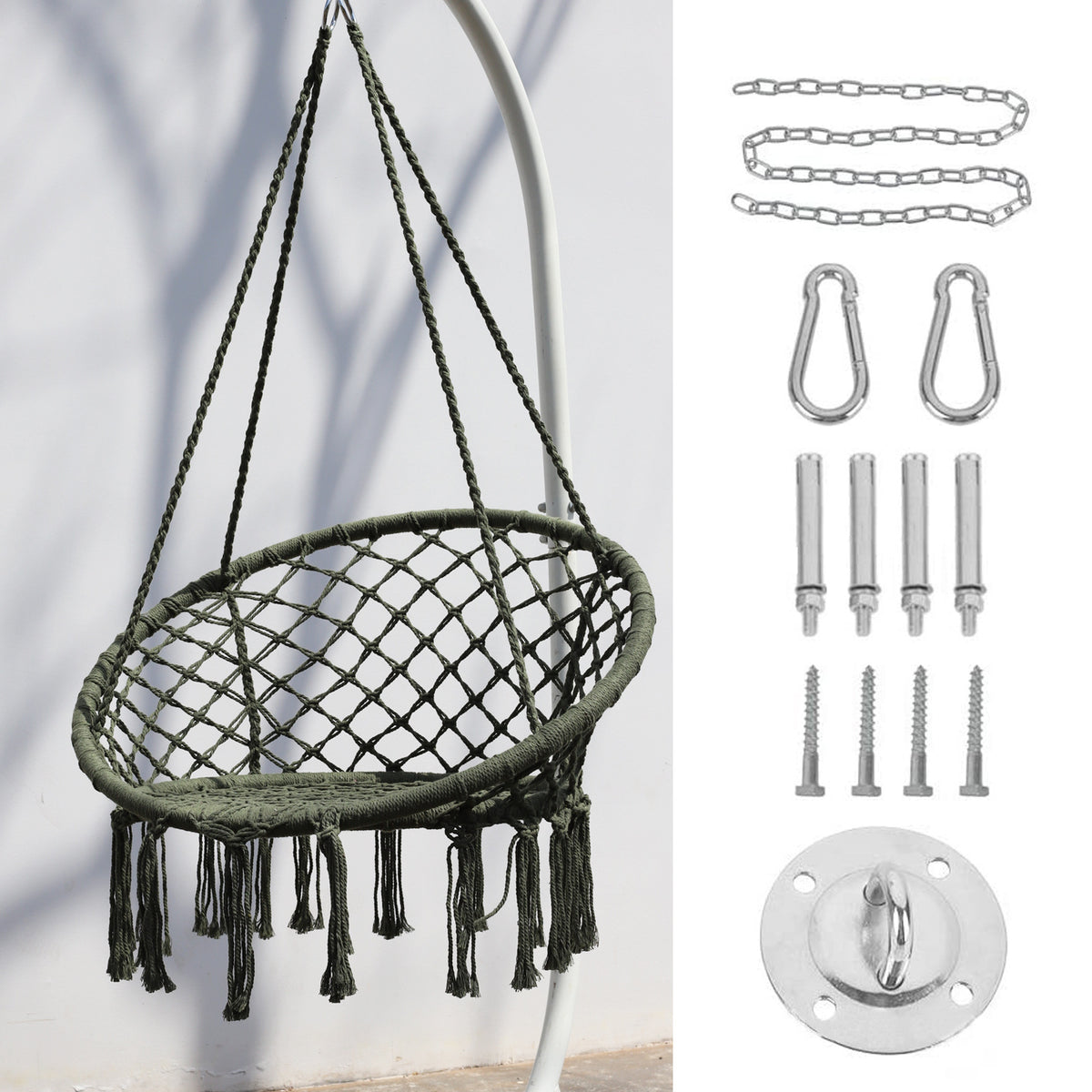 Nordic style tassel hanging chair hand-woven hanging basket cotton rope swing