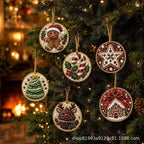 6PCS Christmas Wooden Ornaments
