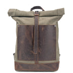 European and American retro washed canvas men's bag backpack large capacity roll top expansion backpack men's bag outdoor mountaineering bag