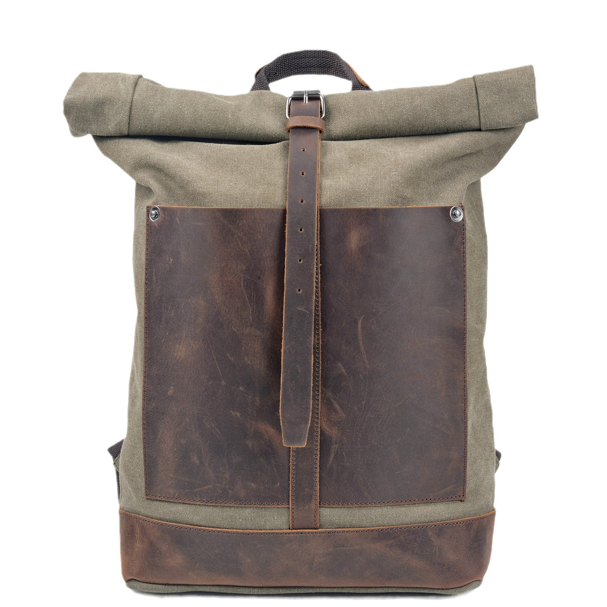 European and American retro washed canvas men's bag backpack large capacity roll top expansion backpack men's bag outdoor mountaineering bag