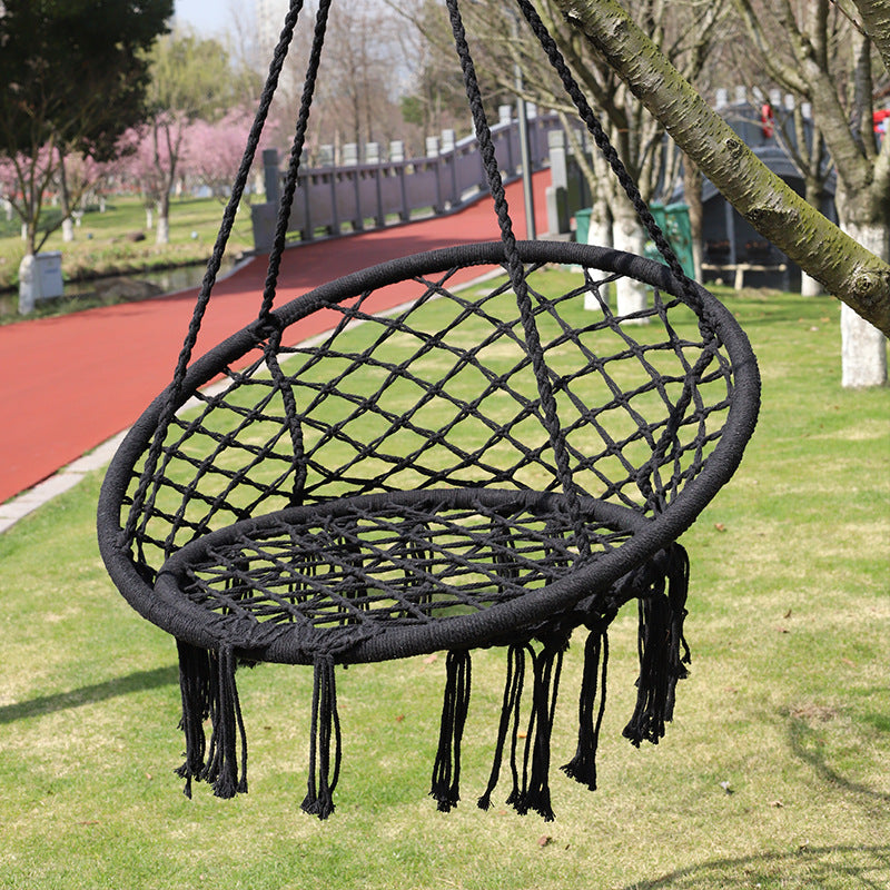 Nordic style tassel hanging chair hand-woven hanging basket cotton rope swing