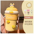 New cartoon water bottle for schoolgirls with strap, anti-scalding and heat-insulating glass cup, suitable as a gift for company team building or opening events.