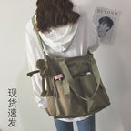 Waterproof bag large-capacity canvas bag Harajuku Japanese one-shoulder large bag college style