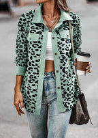 2026 Casual Style Cross-border Women's Clothing Autumn and Winter Fashion Leopard Print Button-down Long-sleeved Jacket