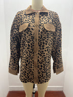 2026 Casual Style Cross-border Women's Clothing Autumn and Winter Fashion Leopard Print Button-down Long-sleeved Jacket