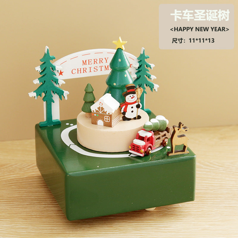 Wooden music box, creative home gift, children's birthday gift, carousel, handmade solid wood gift
