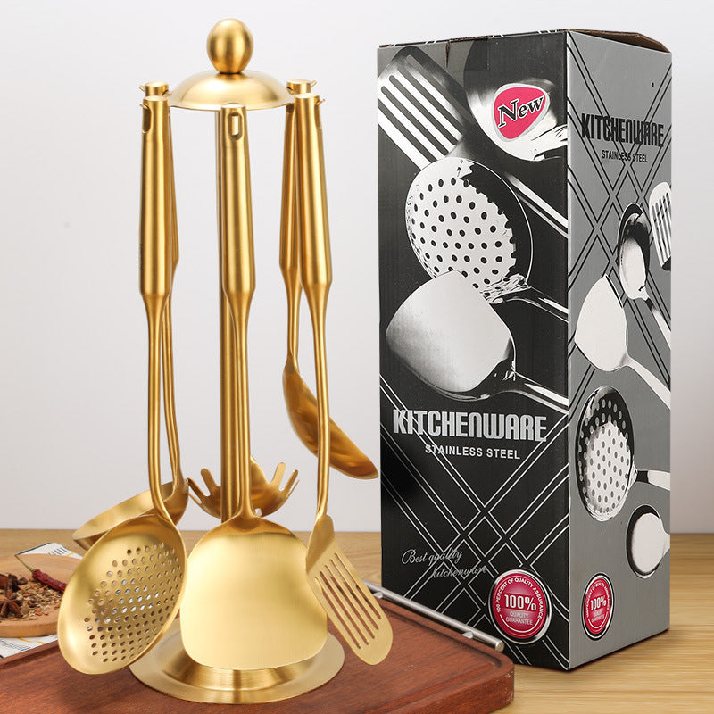 304 Stainless Steel Spatula, Ladle, Kitchen Utensils, Stainless Steel Pot Spatula, Hot Pot Strainer, Kitchen Special, Gold Gift Set