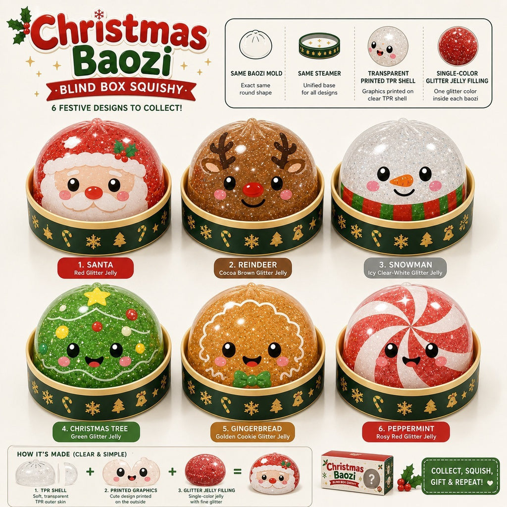 New cross-border Christmas dumpling blind box, stress-relieving and fun decorative item, realistic steamed bun.