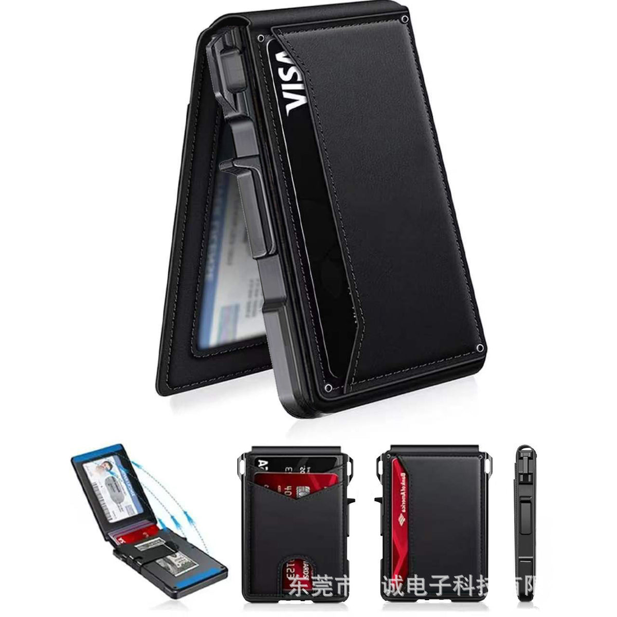 Bi-fold carbon fiber flip wallet, RFID anti-theft, stylish, large-capacity card holder with wallet and card compartment.