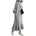 2026 Korean and Japanese Style Autumn/Winter Loose-fitting Hooded Sweatshirt Dress, Over-the-Knee Fishtail Long Dress