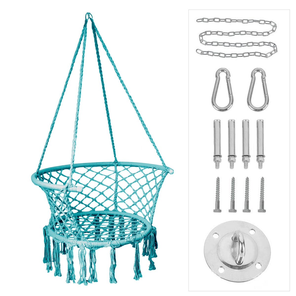 Nordic style tassel hanging chair hand-woven hanging basket cotton rope swing