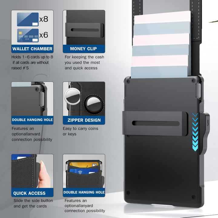 Bi-fold carbon fiber flip wallet, RFID anti-theft, stylish, large-capacity card holder with wallet and card compartment.