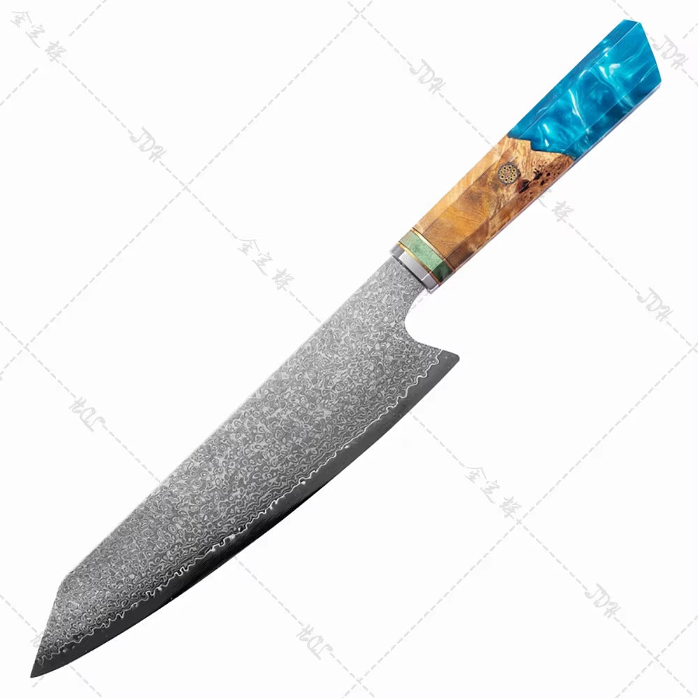 Octagonal resin handle Damascus steel chef's knife set, culinary knife combination set, Japanese chef's knife, slicing knife