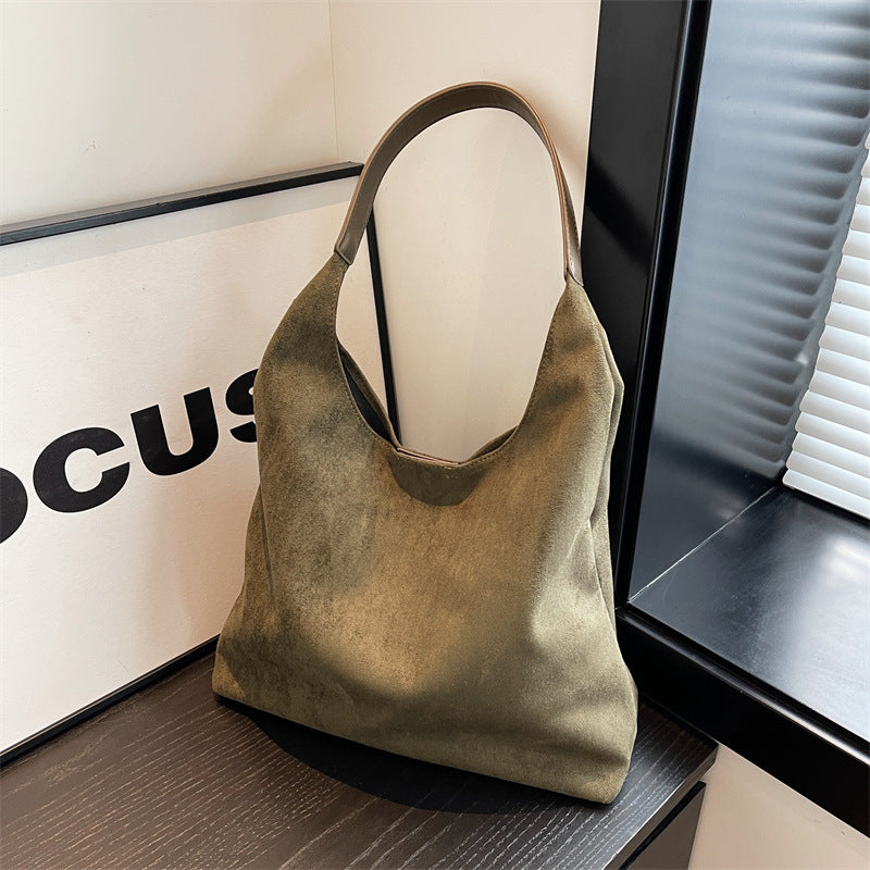 Casual commuter large capacity women's bag 2026 new autumn and winter suede tote bag niche versatile shoulder bag
