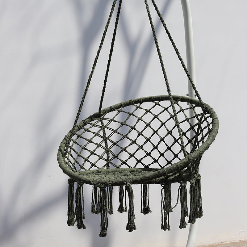 Nordic style tassel hanging chair hand-woven hanging basket cotton rope swing
