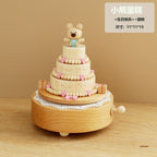 Wooden music box, creative home gift, children's birthday gift, carousel, handmade solid wood gift
