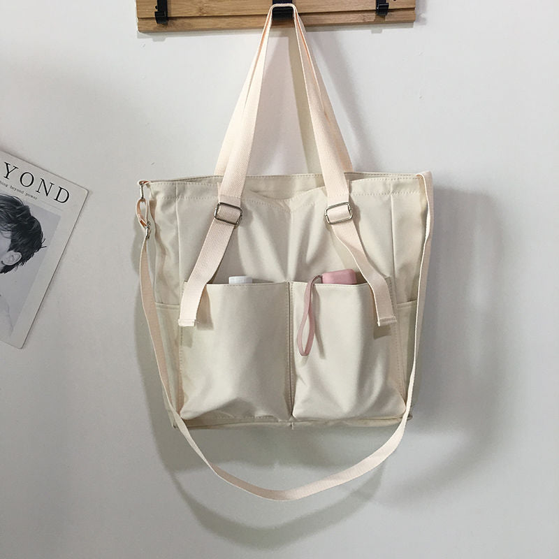 Waterproof bag large-capacity canvas bag Harajuku Japanese one-shoulder large bag college style