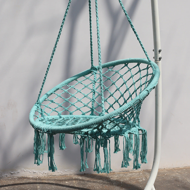 Nordic style tassel hanging chair hand-woven hanging basket cotton rope swing