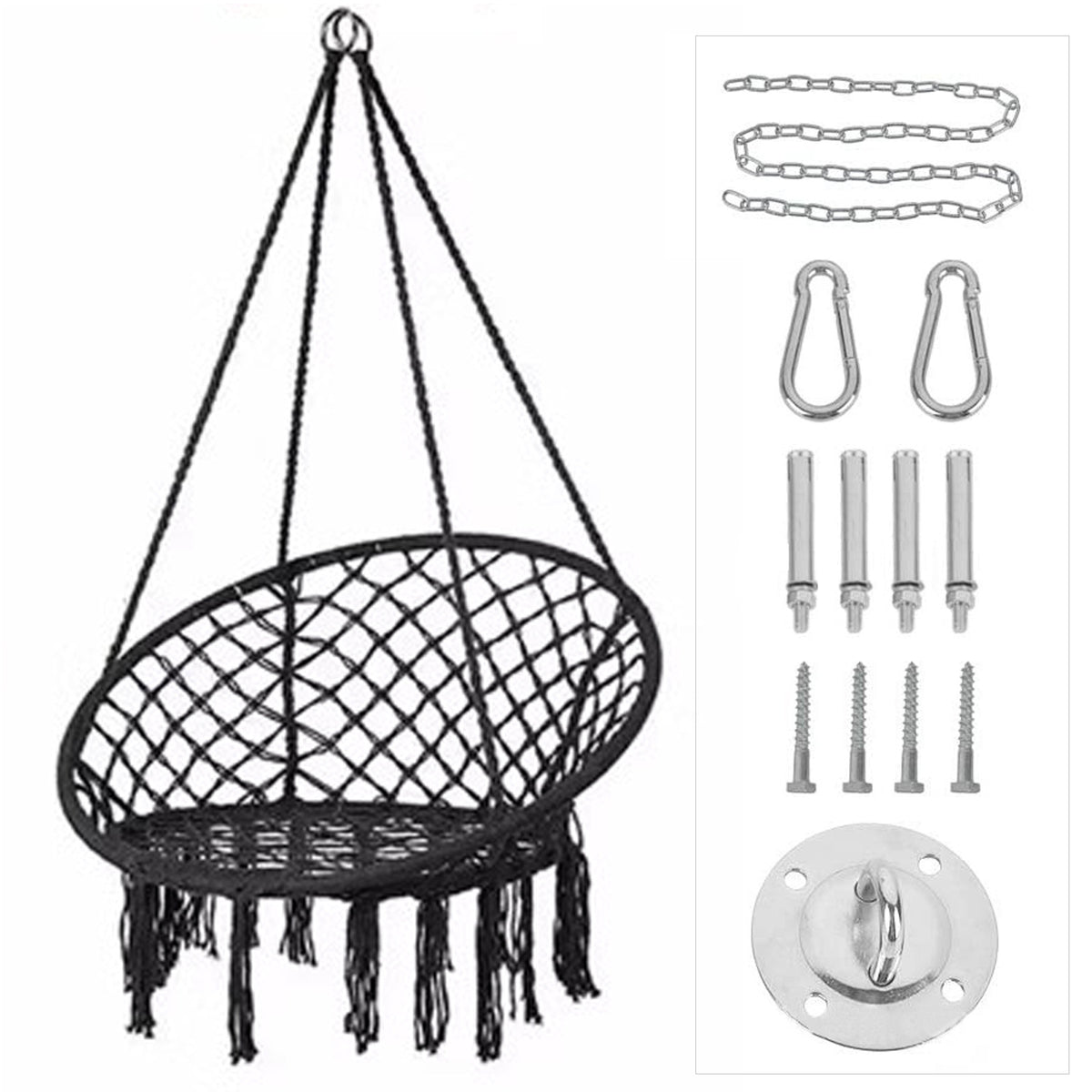 Nordic style tassel hanging chair hand-woven hanging basket cotton rope swing
