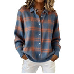 2026 New Women's Shirt, Collared Cardigan, Solid Color Knit 3D Print, Christmas Autumn/Winter