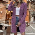 2026 Autumn/Winter New Arrival - Solid Color Women's Knitted Top, Cable Knit Sweater, Cardigan, Loose Pocket Coat
