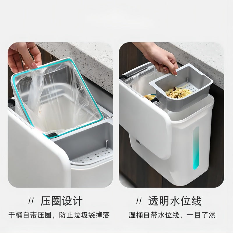 Drop shipping of wall-mounted kitchen trash cans with cabinet doors, household dry and wet separation, and sorting trash cans.