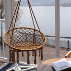 Nordic style tassel hanging chair hand-woven hanging basket cotton rope swing