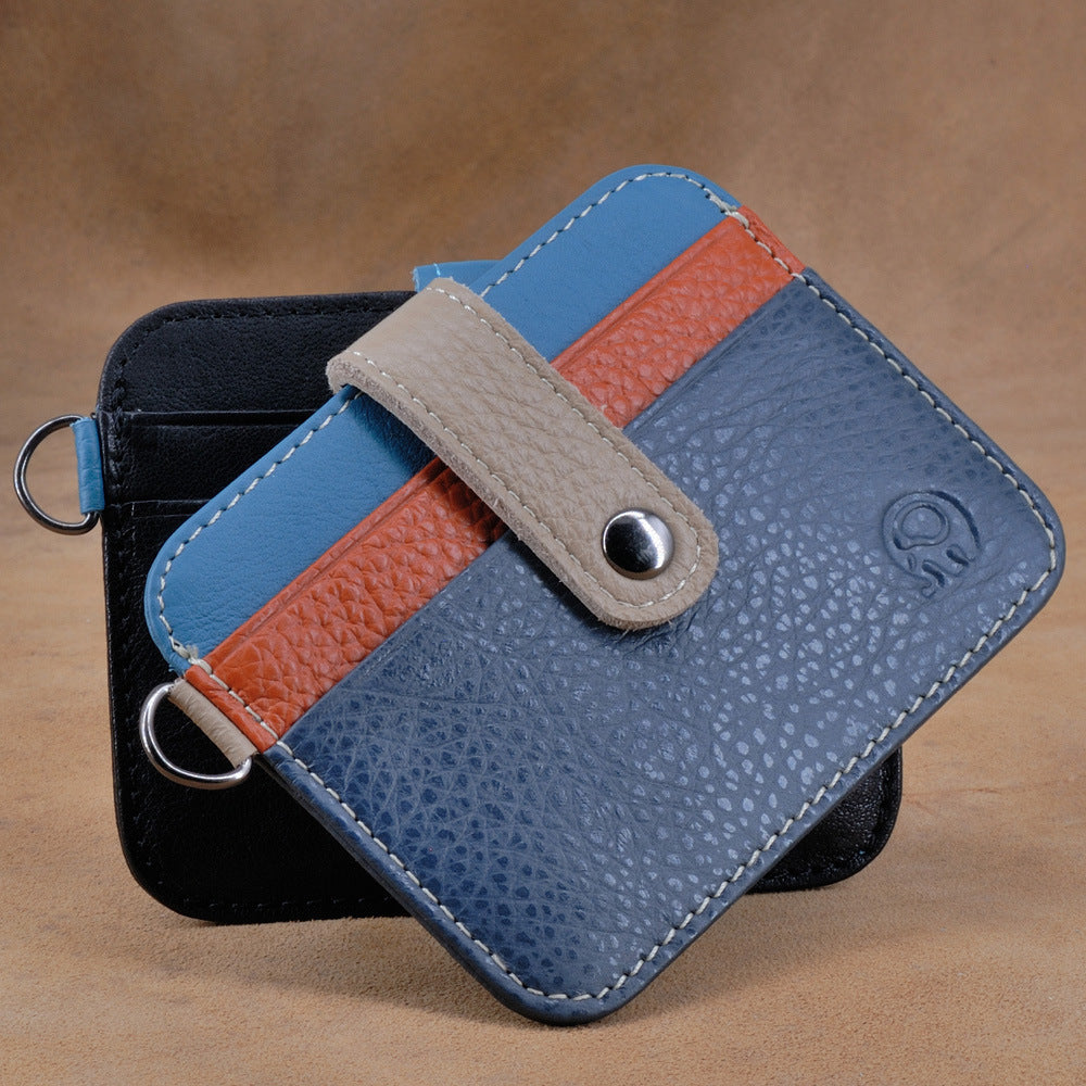 Small round elephant leather driver's license card holder, thin men's wallet/coin purse/short card holder, export style.