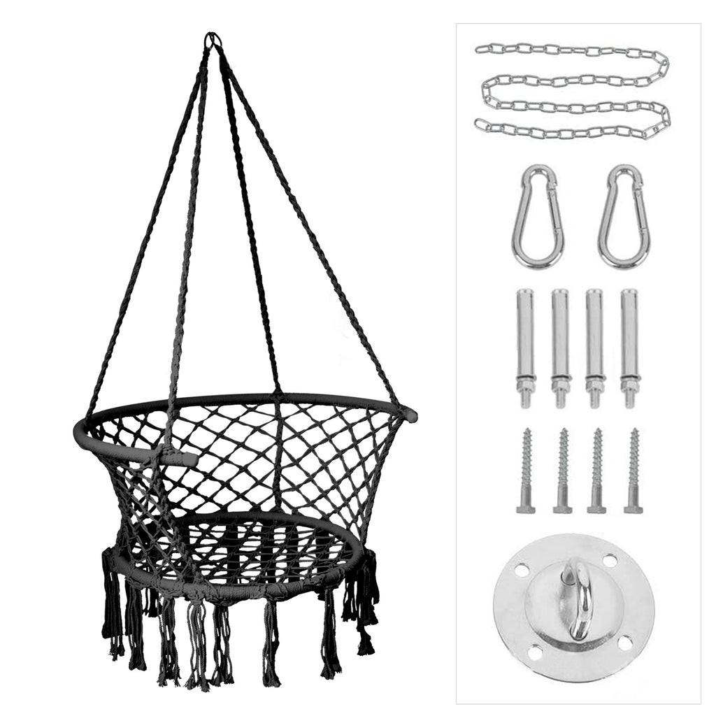 Nordic style tassel hanging chair hand-woven hanging basket cotton rope swing