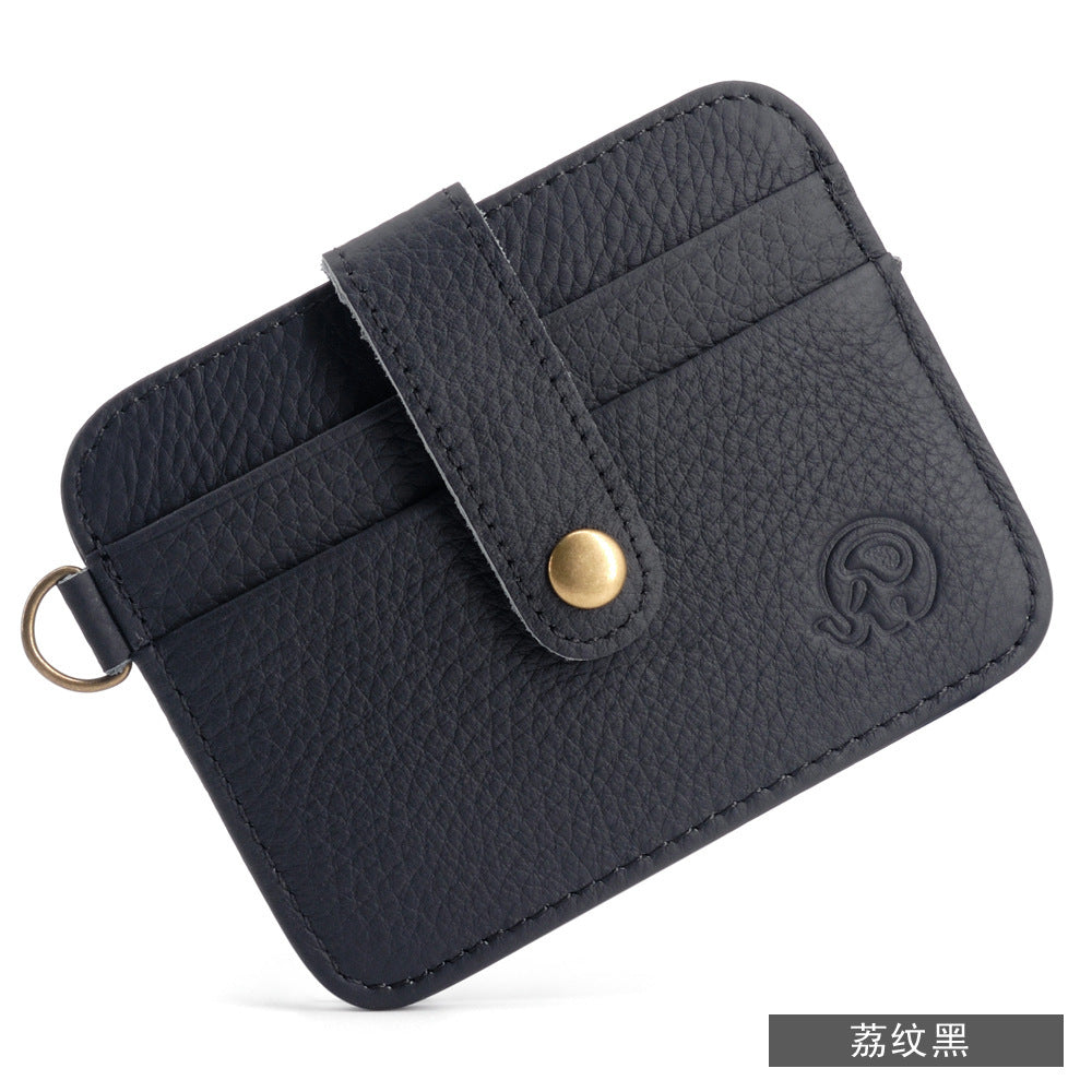 Small round elephant leather driver's license card holder, thin men's wallet/coin purse/short card holder, export style.