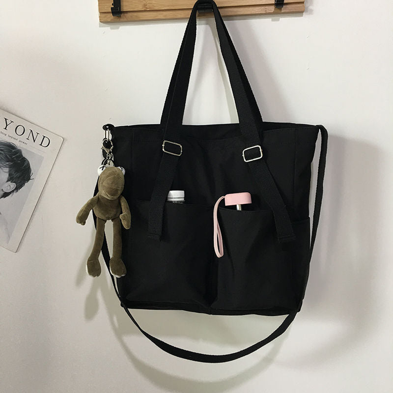 Waterproof bag large-capacity canvas bag Harajuku Japanese one-shoulder large bag college style