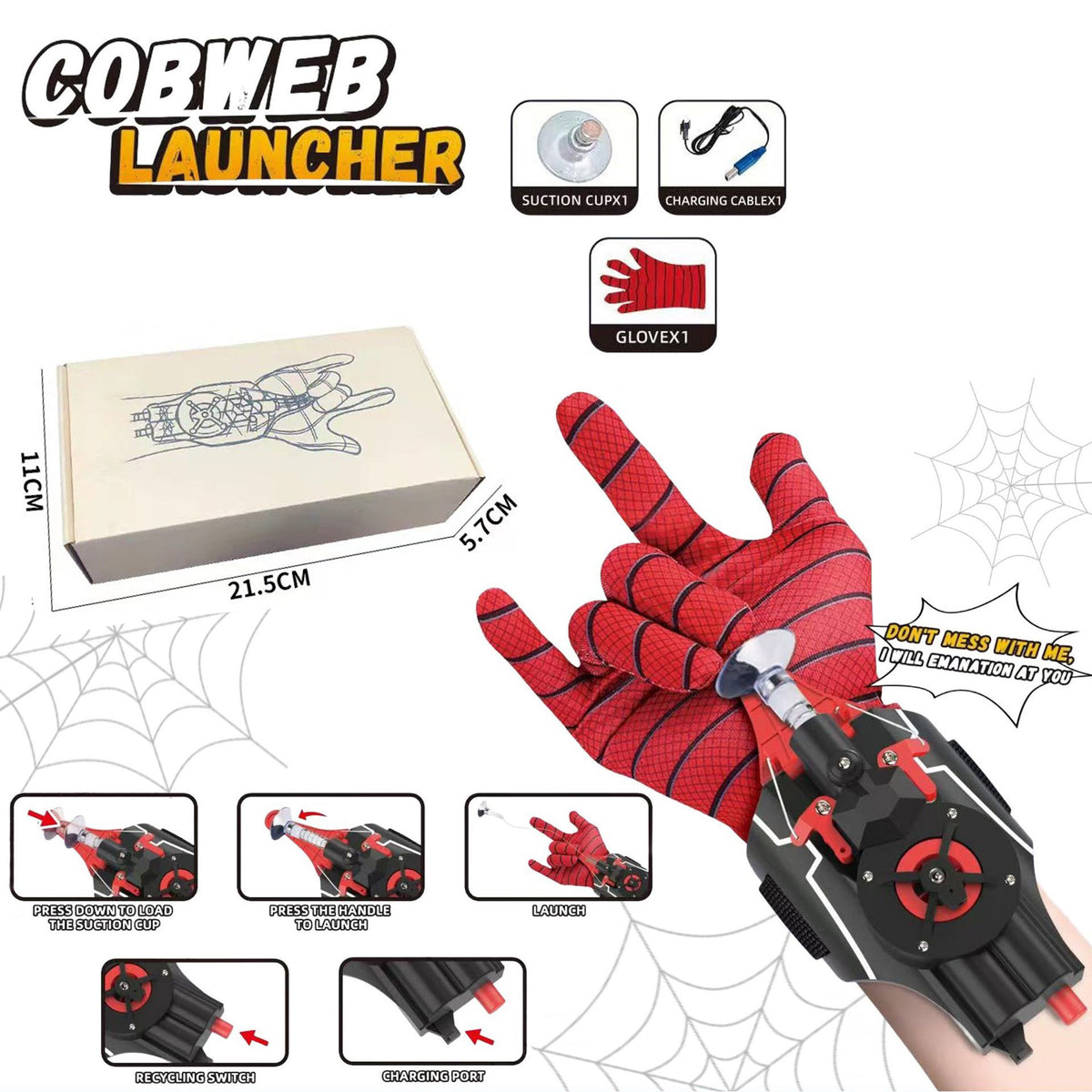 Cross-border Spider Web Spinner Electric Launcher Glove Shooting Web Spinner
