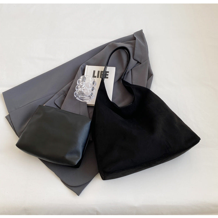 Casual commuter large capacity women's bag 2026 new autumn and winter suede tote bag niche versatile shoulder bag