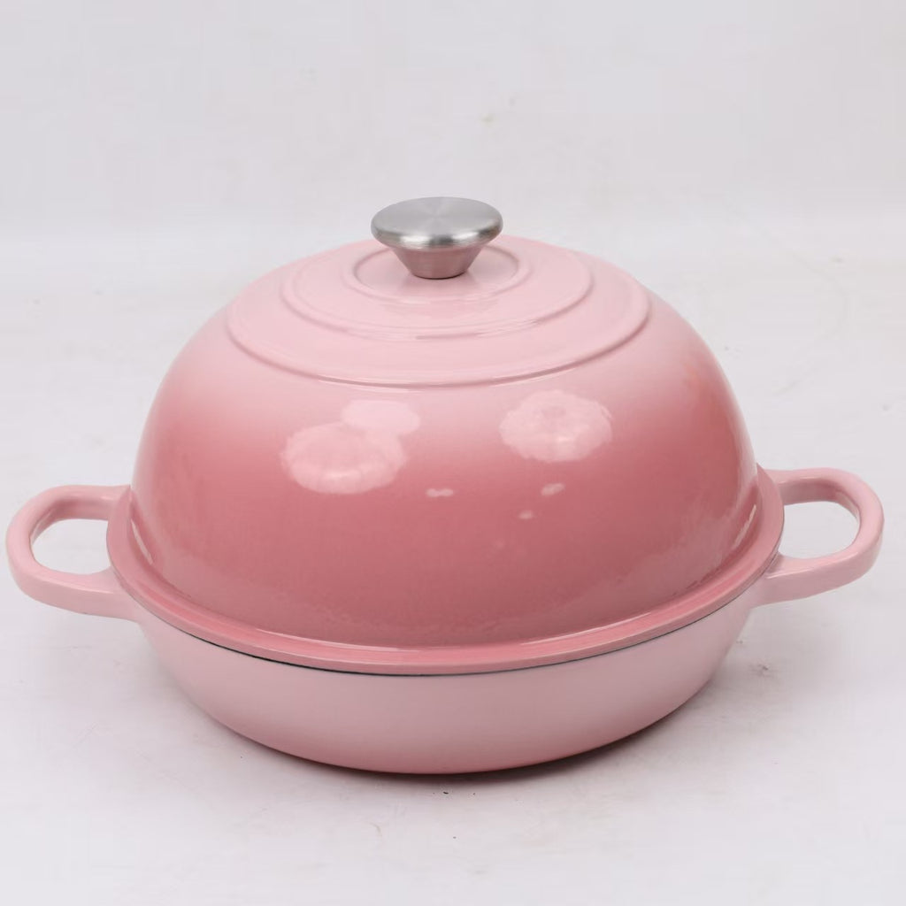 Cast iron enamel black bread pan/baking pan/frying pan, 26cm diameter.
